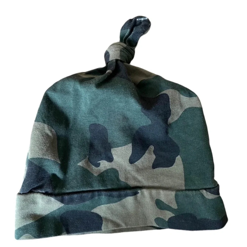 Baby Infant Newborn Camo Knotted Cap Hat Photos Little Hunter New Without Tags